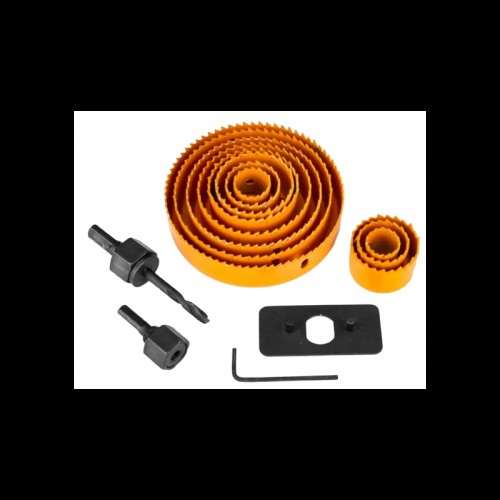 Set freze pentru scos cepuri din lemn DINGQI 64–127 mm – 8 piese, carote HCS pentru lemn, PAL și gips-carton