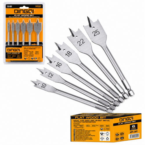 Set Freze Plate pentru Lemn DINGQI 6 Piese 10–25 mm – Burghie Plate cu Prindere Hexagonală Set Freze Plate pentru Lemn DINGQI 6 Piese 10–25 mm – Burghie Plate cu Prindere Hexagonală