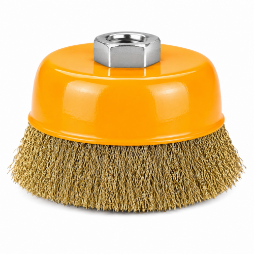 Perie Tip Cupă DINGQI Ø100 mm, Sârmă Ondulată, M14, Pentru Polizor Unghiular (Flex) Perie Tip Cupă DINGQI Ø100 mm, Sârmă Ondulată, M14, Pentru Polizor Unghiular (Flex)