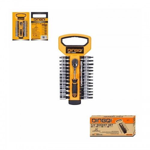Trusă chei tubulare DINGQI 23 piese 1/4" Cr-V – Set profesional cu clichet, tubulare și accesorii Trusă chei tubulare DINGQI 23 piese 1/4" Cr-V – Set profesional cu clichet, tubulare și accesorii