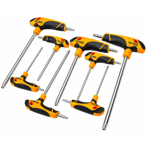 Set 8 Chei Torx cu Mâner T DINGQI T10–T50, Cr-V, Mâner Ergonomic