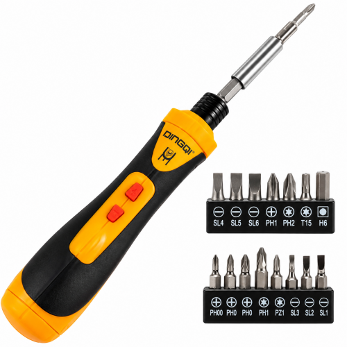 Șurubelniță Electrică DINGQI cu Funcție Manuală, Cuplu 10 Nm Manual / 1,2 Nm Electric, Prindere 6,35 mm, Set Biți Șurubelniță Electrică DINGQI cu Funcție Manuală, Cuplu 10 Nm Manual / 1,2 Nm Electric, Prindere 6,35 mm, Set Biți