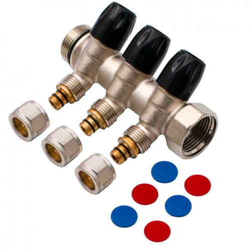 Distribuitor Modular 1" x 16 mm, 3 Căi – Colector pentru Instalații Sanitare și Încălzire, Everpro Distribuitor Modular 1" x 16 mm, 3 Căi – Colector pentru Instalații Sanitare și Încălzire, Everpro