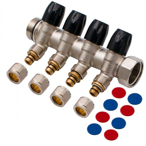 Distribuitor Modular 1" x 16 mm, 4 Căi – Colector pentru Instalații Sanitare și Încălzire, Everpro Distribuitor Modular 1" x 16 mm, 4 Căi – Colector pentru Instalații Sanitare și Încălzire, Everpro