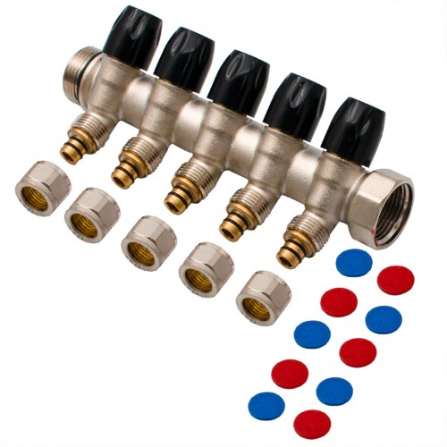 Distribuitor Modular 1" x 16 mm, 5 Căi – Colector pentru Instalații Sanitare și Încălzire, Everpro Distribuitor Modular 1" x 16 mm, 5 Căi – Colector pentru Instalații Sanitare și Încălzire, Everpro