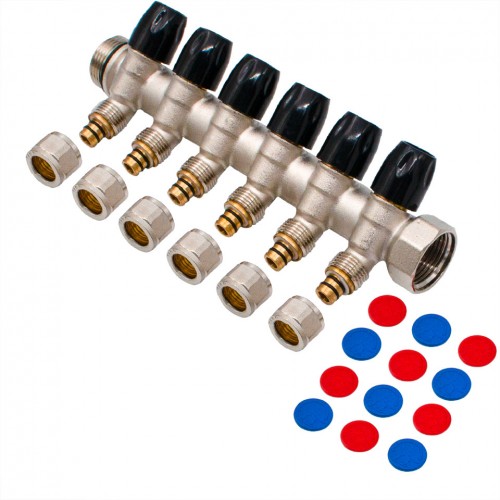 Distribuitor Modular 1" x 16 mm, 6 Căi – Colector pentru Instalații Sanitare și Încălzire, Everpro Distribuitor Modular 1" x 16 mm, 6 Căi – Colector pentru Instalații Sanitare și Încălzire, Everpro