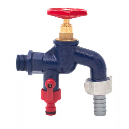 Robinet fonta dublu serviciu cu doua iesiri 1/2"