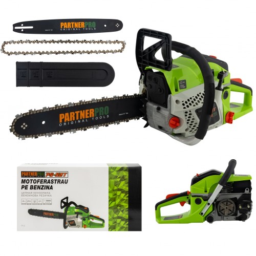 Drujbă pe Benzină PartnerPro PS-52T, Motor 52 cm³, 4 CP, Lamă 38 cm, Ungere Automată, Motoferăstrău Profesional Drujbă pe Benzină PartnerPro PS-52T, Motor 52 cm³, 4 CP, Lamă 38 cm, Ungere Automată, Motoferăstrău Profesional
