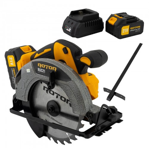 Fierastrau circular pe acumulator ROTOR RSC21, 21V/ 3Ah, 1000 W, 4300 rot/min, Brushless