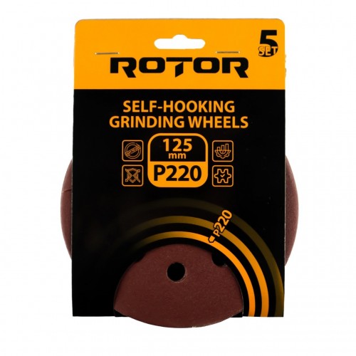 Disc abraziv pentru slefuitor cu excentric ROTOR 125 P220 set 5 buc Disc abraziv pentru slefuitor cu excentric ROTOR 125 P220 set 5 buc