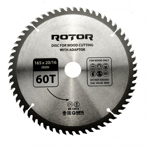 Disc taiat lemn ROTOR 165*20/16 cu adaptor 60T Disc taiat lemn ROTOR 165*20/16 cu adaptor 60T