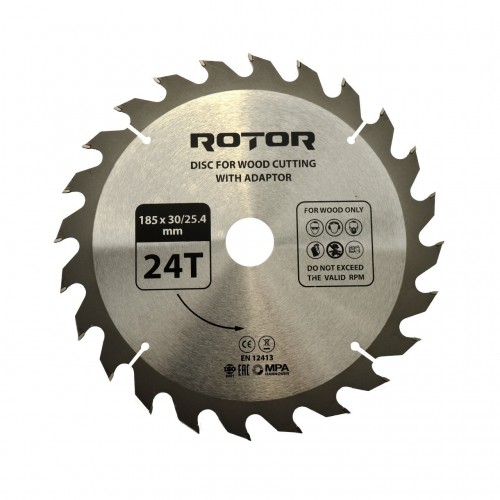 Disc taiat lemn ROTOR 185*20/16 cu adaptor 24T Disc taiat lemn ROTOR 185*20/16 cu adaptor 24T