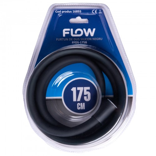 Furtun de duș silicon negru 175 cm, FLOW, FFDS-175B