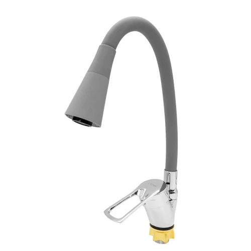 Baterie bucatarie cu pipa flexibila 2 functii, zinc, Gri/Crom, FLOW, FL XI-CG452ZG Baterie bucatarie cu pipa flexibila 2 functii, zinc, Gri/Crom, FLOW, FL XI-CG452ZG
