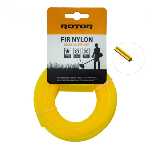 Fir nylon profil stea 3,5 mm x 15 m pentru motocoasă ROTOR