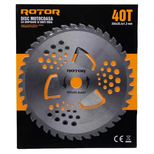 Disc motocoasă 40T cu Vidia și aripioare 255x25,4x1,3 mm ROTOR