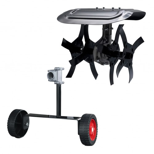 Cultivator pentru motocoasă 9T 28 mm cu apărătoare + Suport, cadru cu roti pentru motocoasa