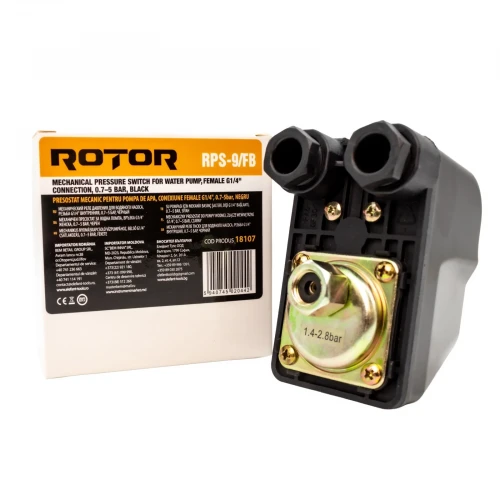 Presostat mecanic pentru pompă de apă ROTOR RPS-9/FB , filet interior: G1/4", 0.7–5 bar Presostat mecanic pentru pompă de apă ROTOR RPS-9/FB , filet interior: G1/4", 0.7–5 bar
