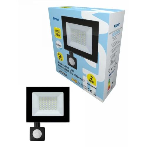 Proiector LED cu senzor de miscare 30W 6500K lumina rece FLOW FPL30W-SM