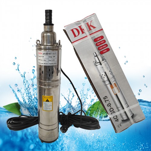 Pompa submersibila cu melc , apa curata DRK QGD2, 1.1 KW, 140 m, 3 m³/h , Cablu 15 mt lungime